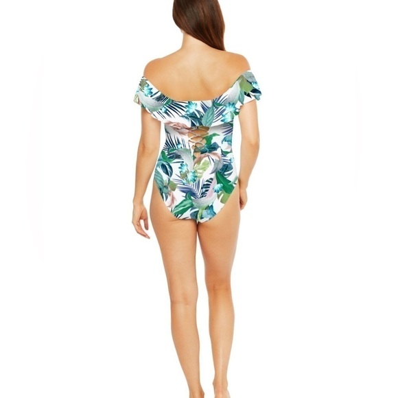 La Blanca Floral Off Shoulder One Piece Swimsuit 6 - Picture 2 of 16